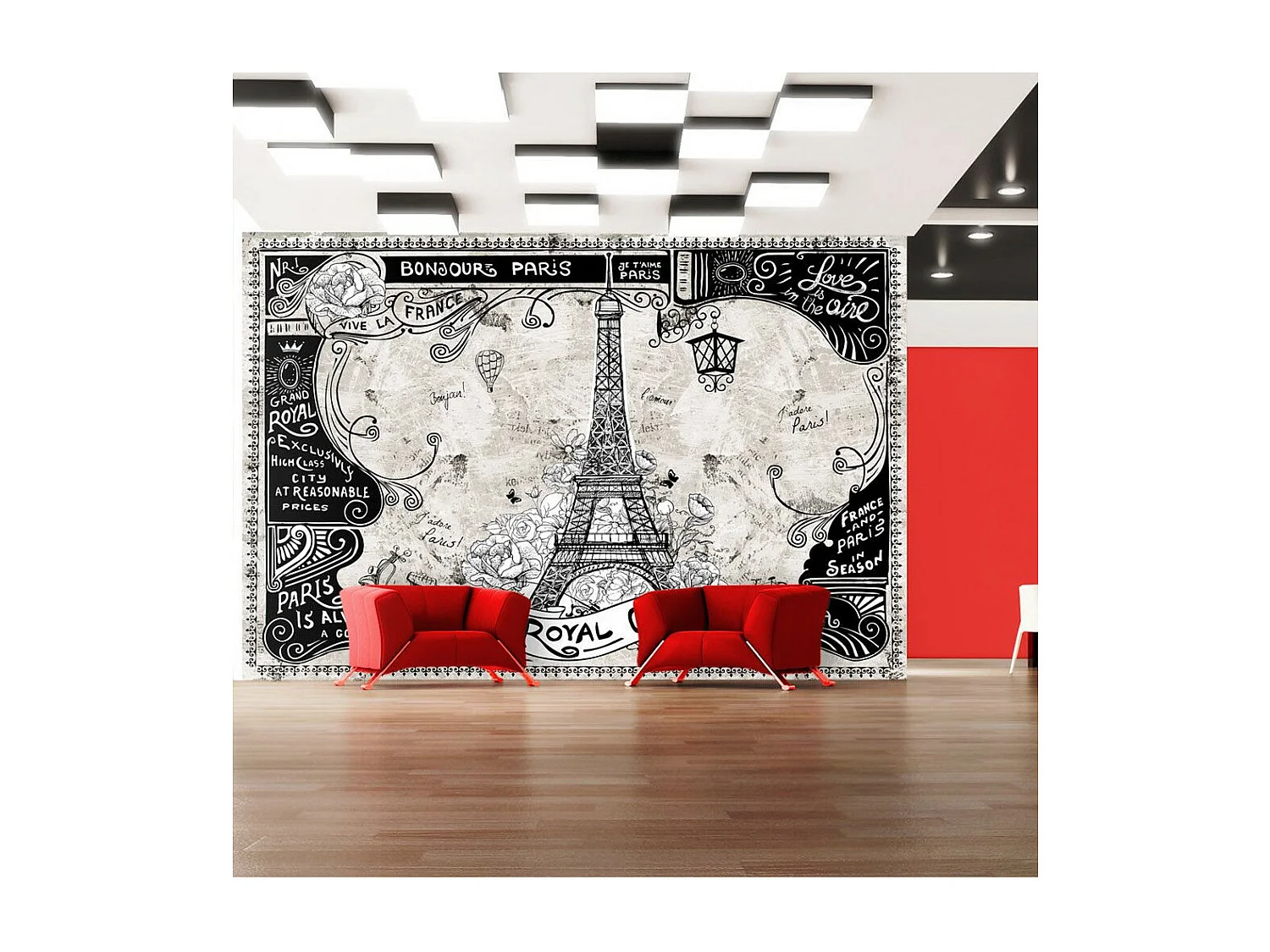 Papier Peint "Bonjour Paris" 70 x 100 cm