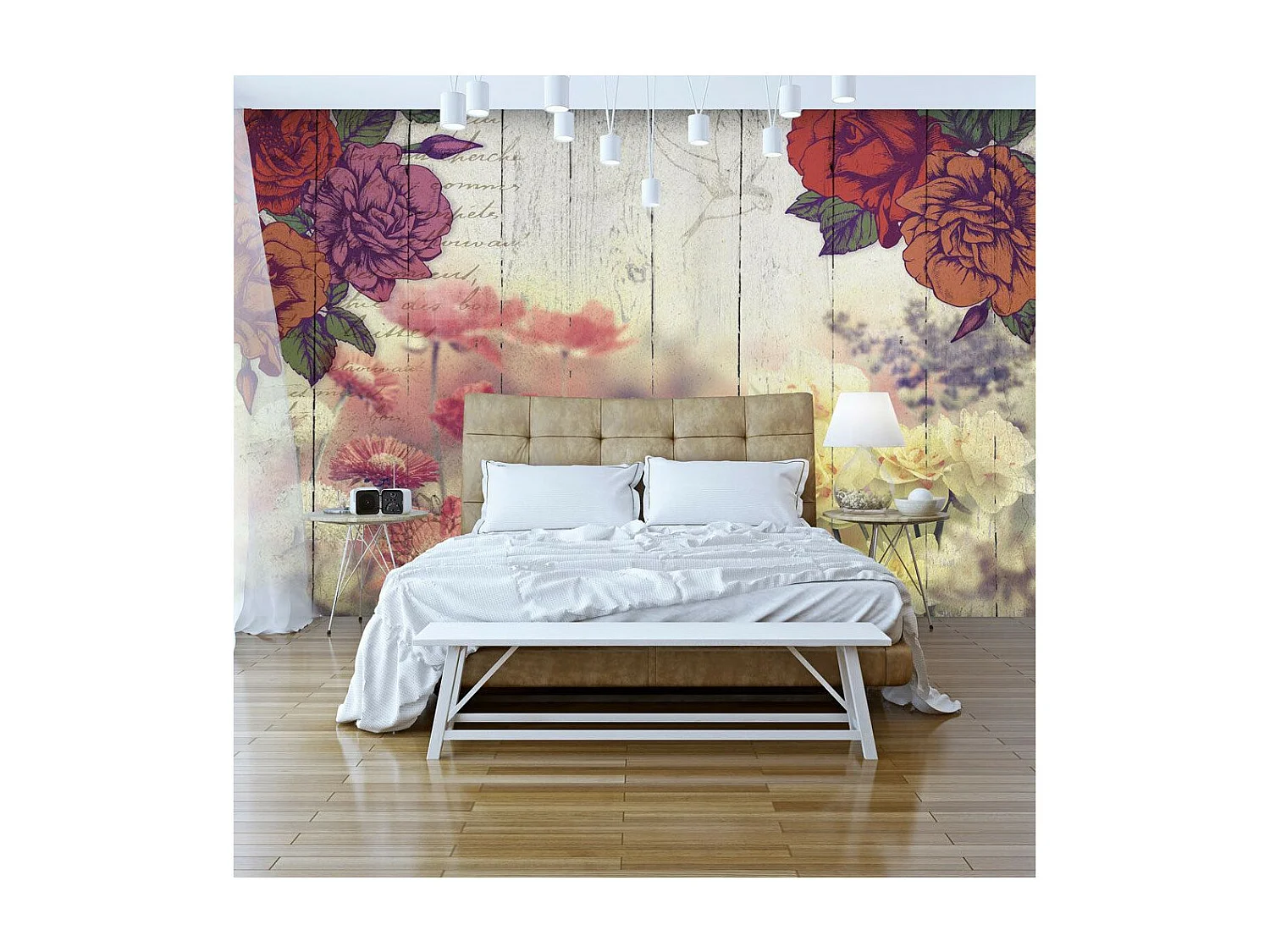 Papier Peint "Vintage Flowers" 105 x 150 cm