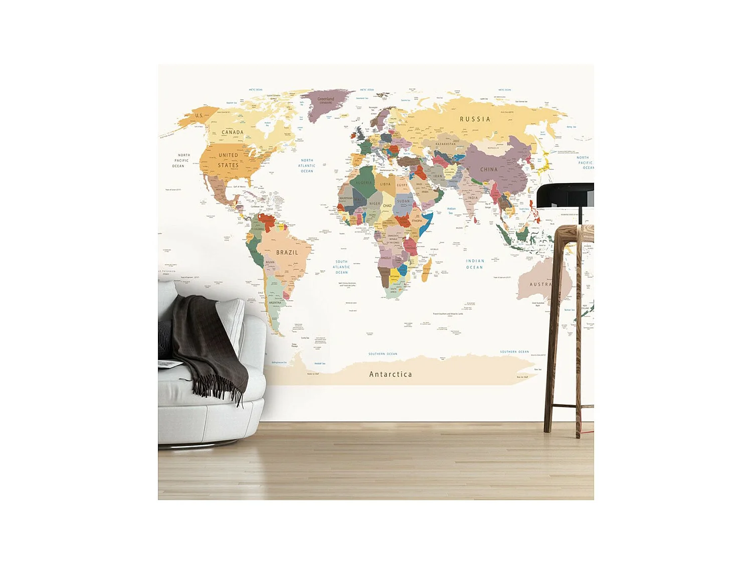 Papier Peint "World Map" 70 x 100 cm