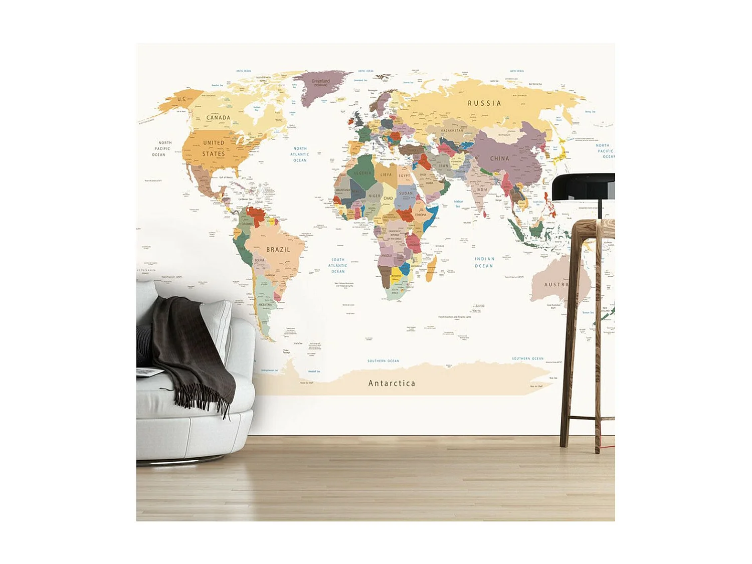 Papier Peint "World Map" 70 x 100 cm