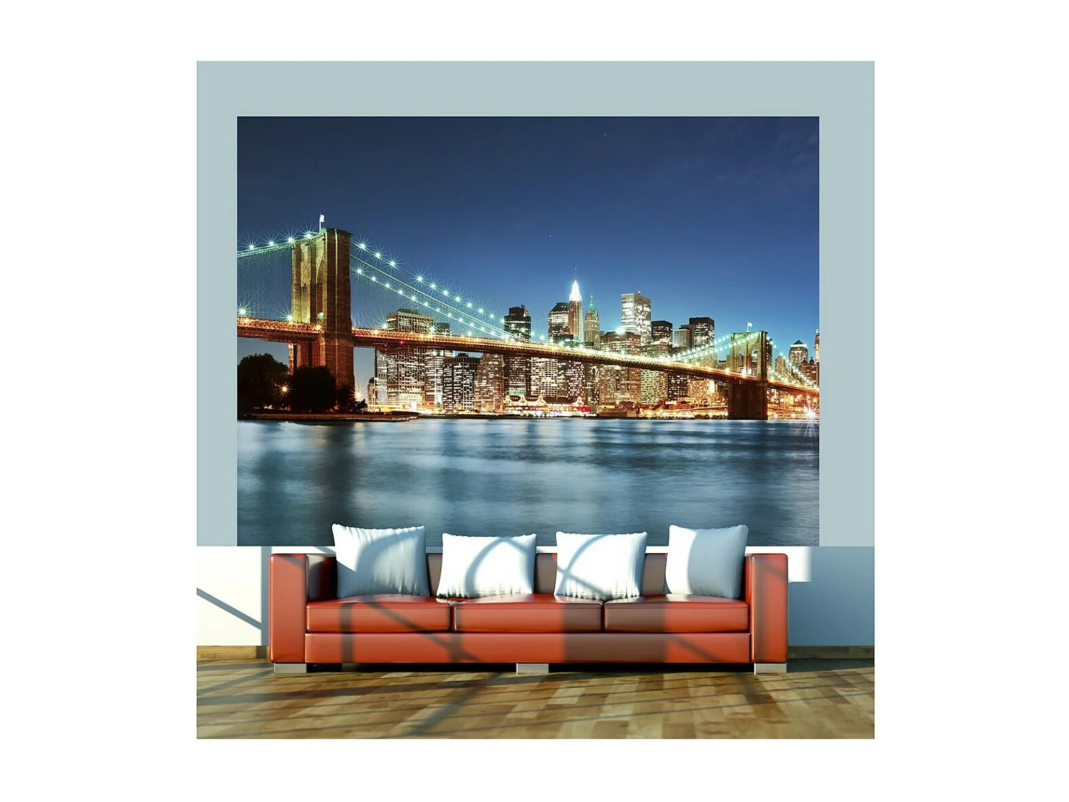 Papier Peint "Brooklyn Bridge Scintillant dans la Nuit" 270 x 350 cm