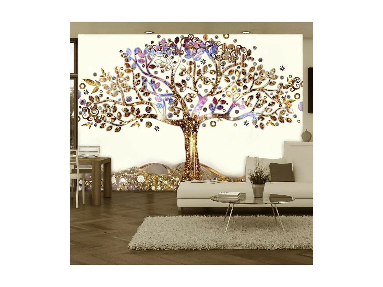 Papier Peint "Arbre Doré" 175 x 250 cm