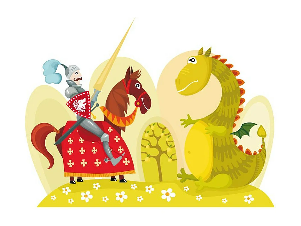 Papier Peint "Dragon & Chevalier" 193 x 250 cm