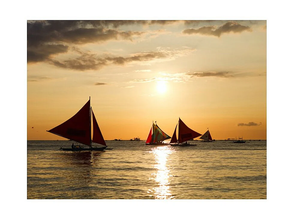 Papier Peint "Voiliers Coucher de Soleil" 154 x 200 cm