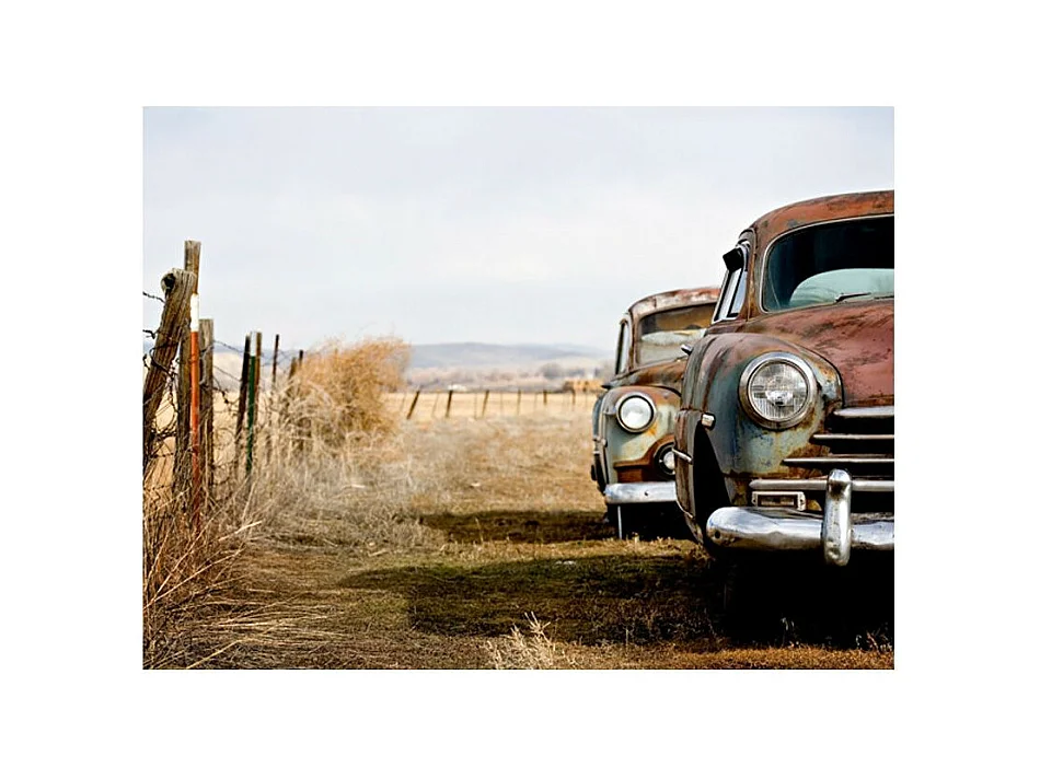 Papier Peint "Deux Vieilles Voitures Américaines" 154 x 200 cm