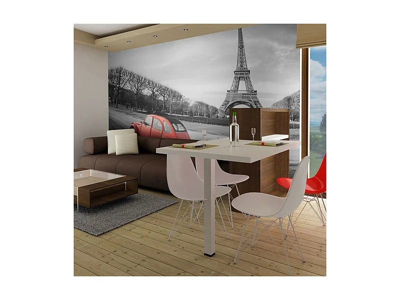 Papier Peint "Tour Eiffel & Voiture Rouge" 270 x 350 cm
