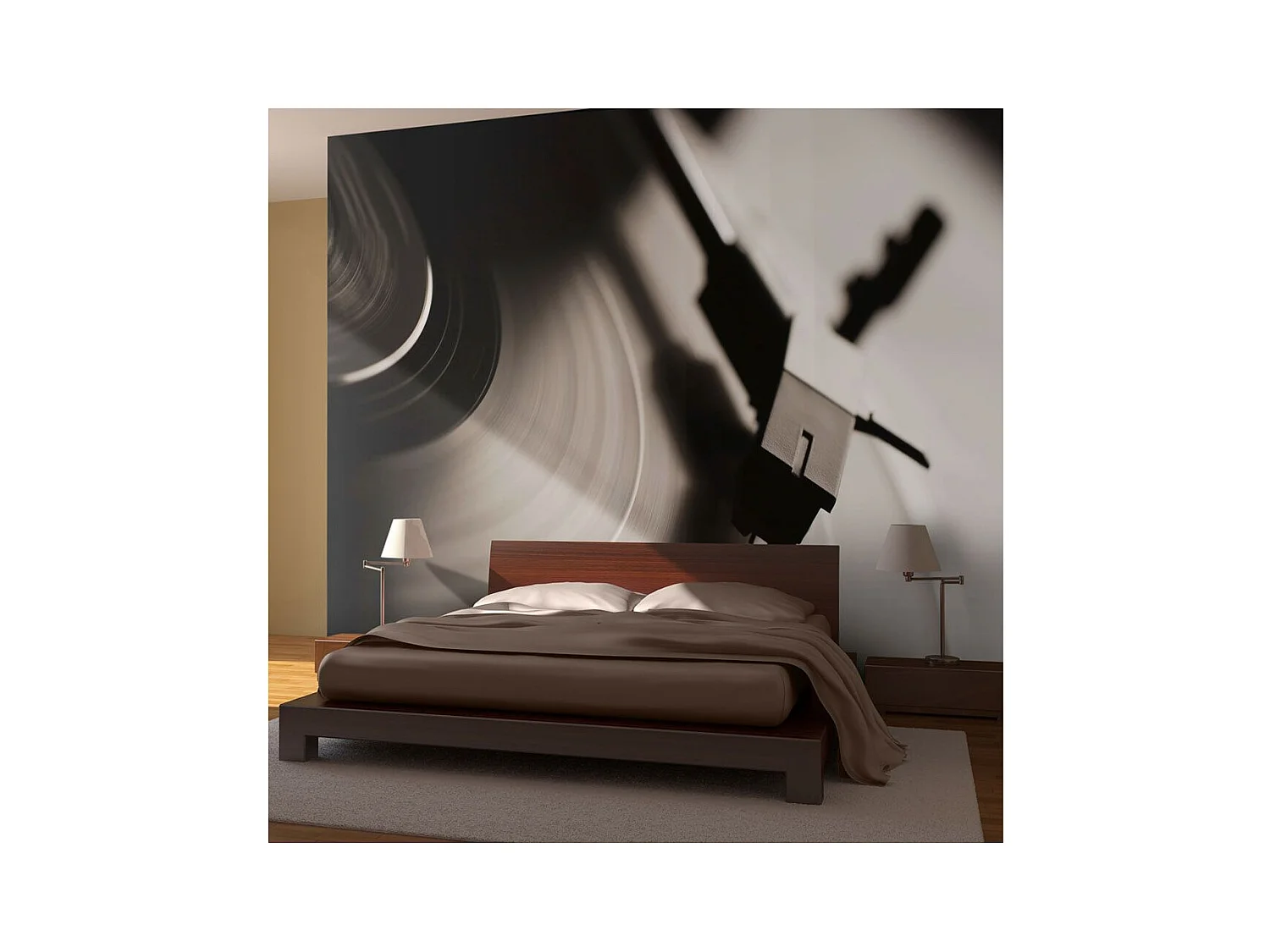 Papier Peint "Gramophone & Disque Vinyle" 154 x 200 cm