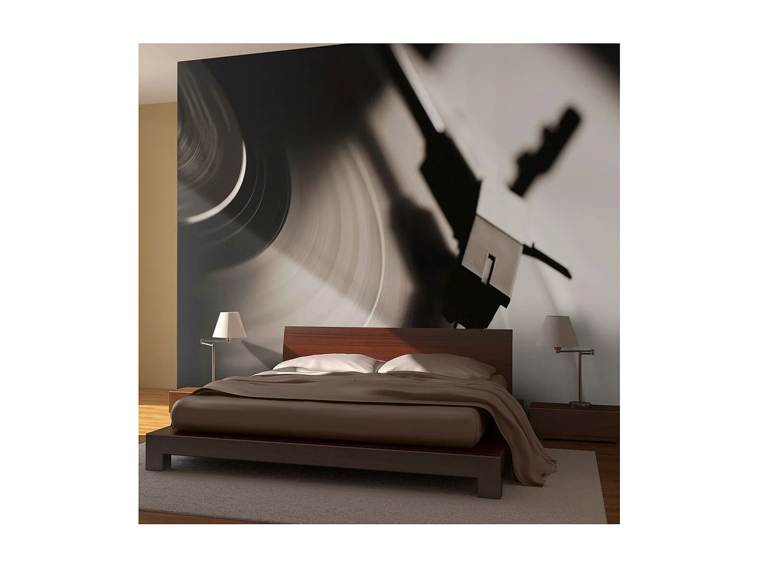 Papier Peint "Gramophone & Disque Vinyle" 154 x 200 cm