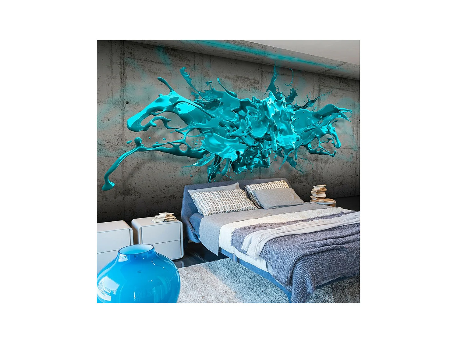 Papier Peint "Blue Ink Blot" 140 x 200 cm