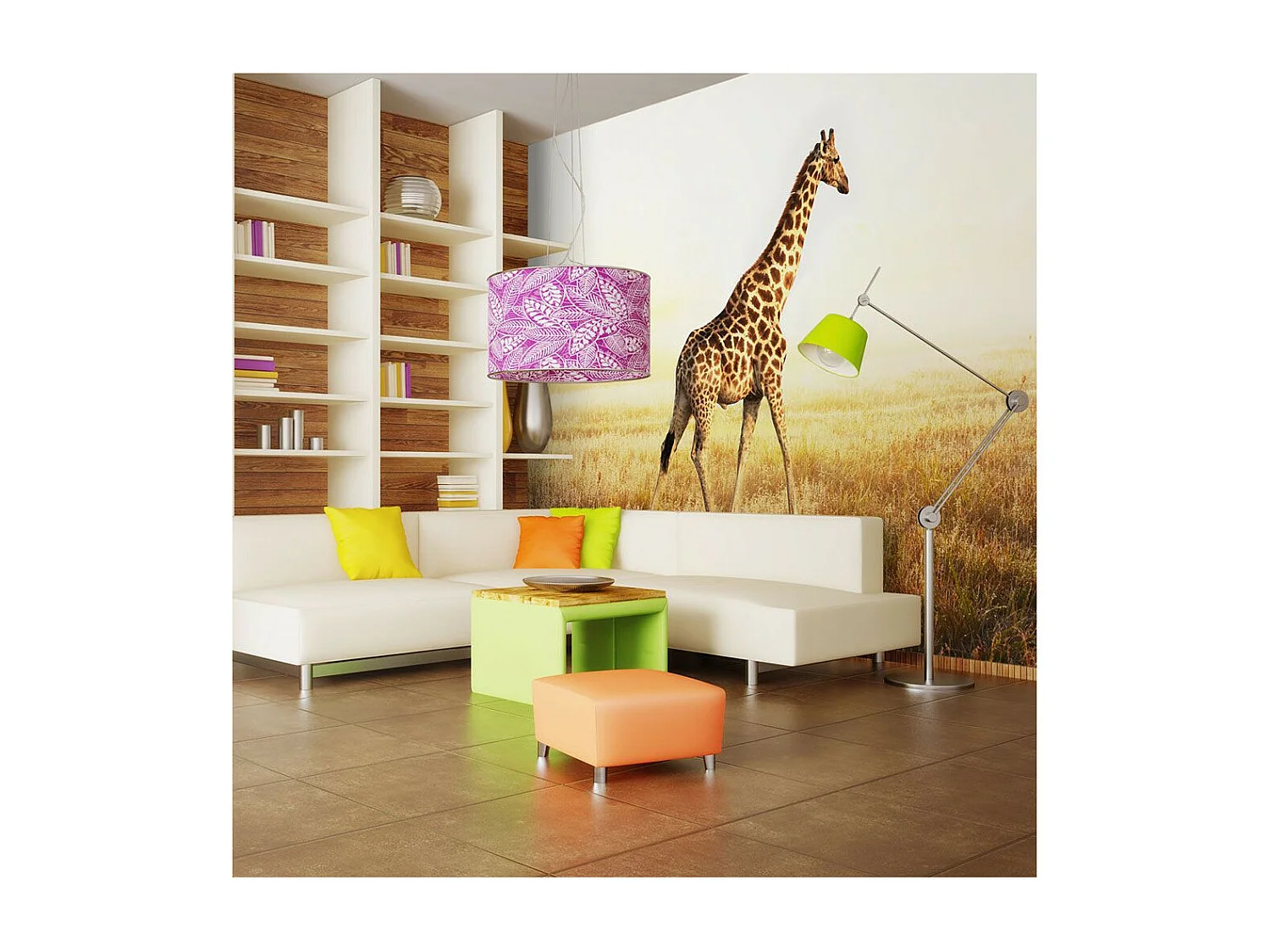 Papier Peint "Girafe Promenade" 154 x 200 cm