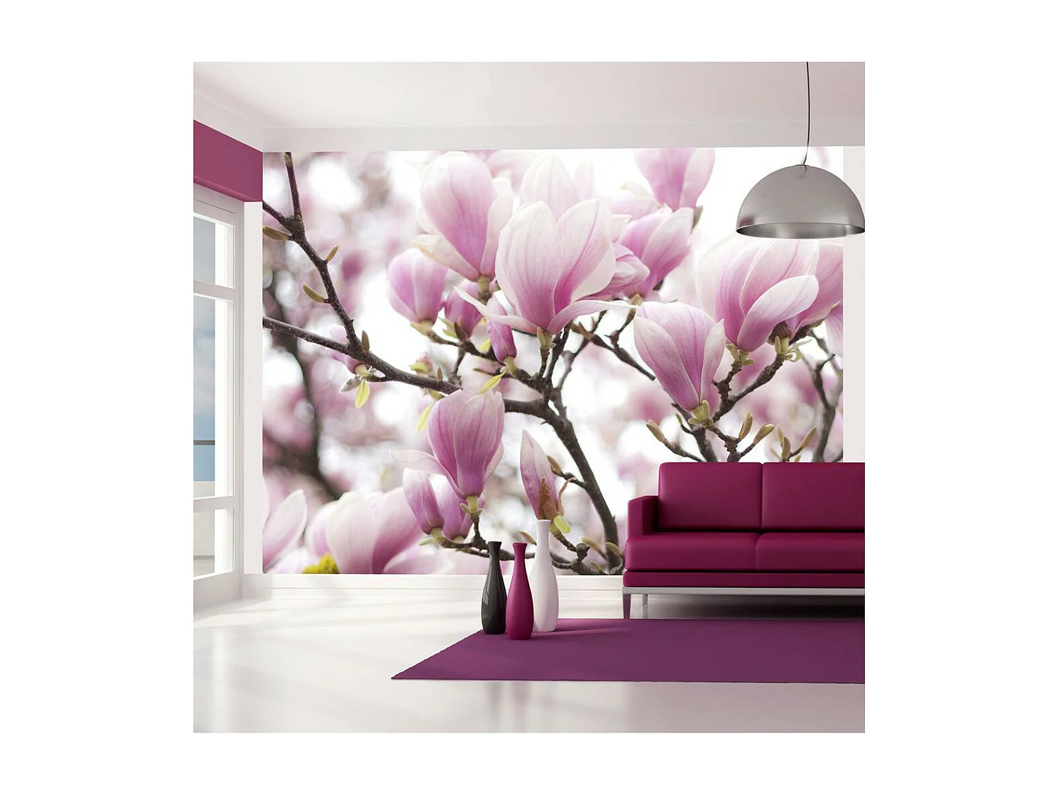 Papier Peint "Branche de Magnolia en Fleurs" 231 x 300 cm