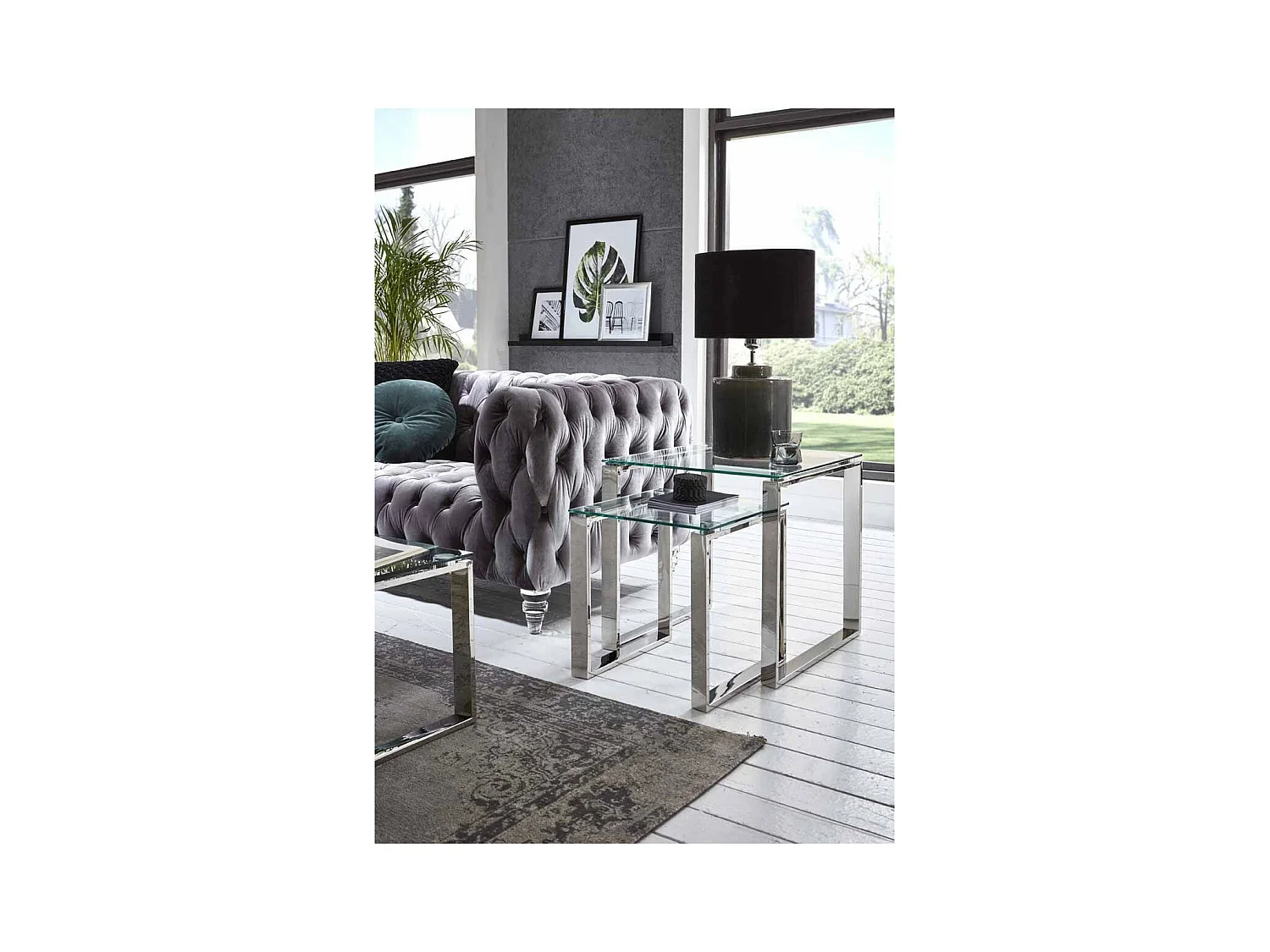 Table d'Appoint Design "Hytin" 55cm Argent
