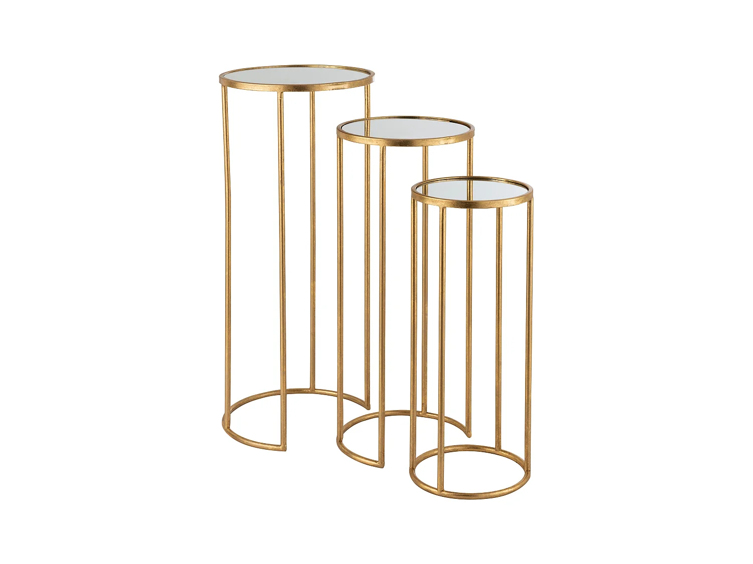 Lot de 3 Tables Gigognes "Léo Miroir" 80cm Or