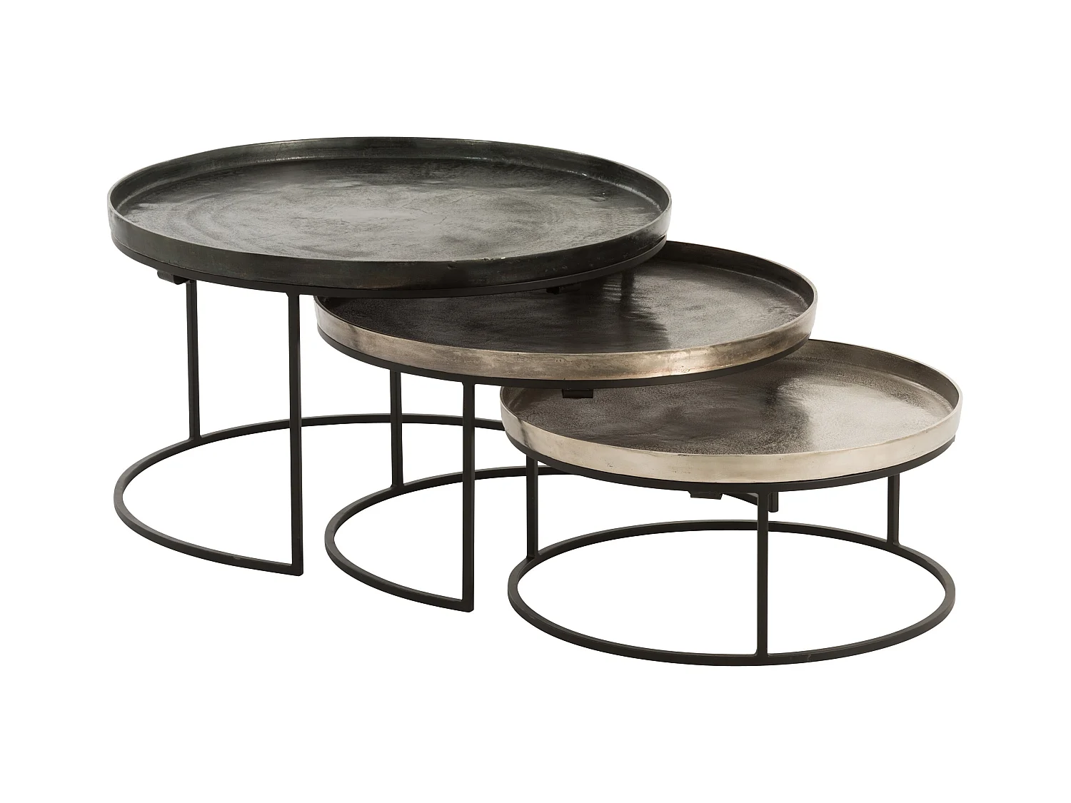 Lote de 3 mesas nido de aluminio Judi D 77-D 67-D 60 cm