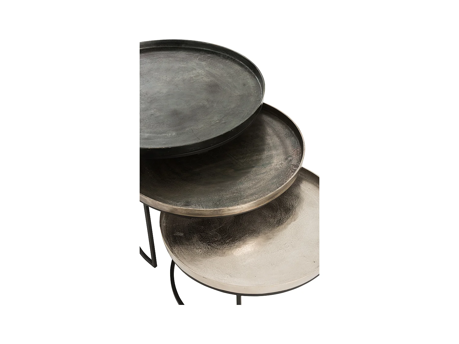 Lote de 3 mesas nido de aluminio Judi D 77-D 67-D 60 cm