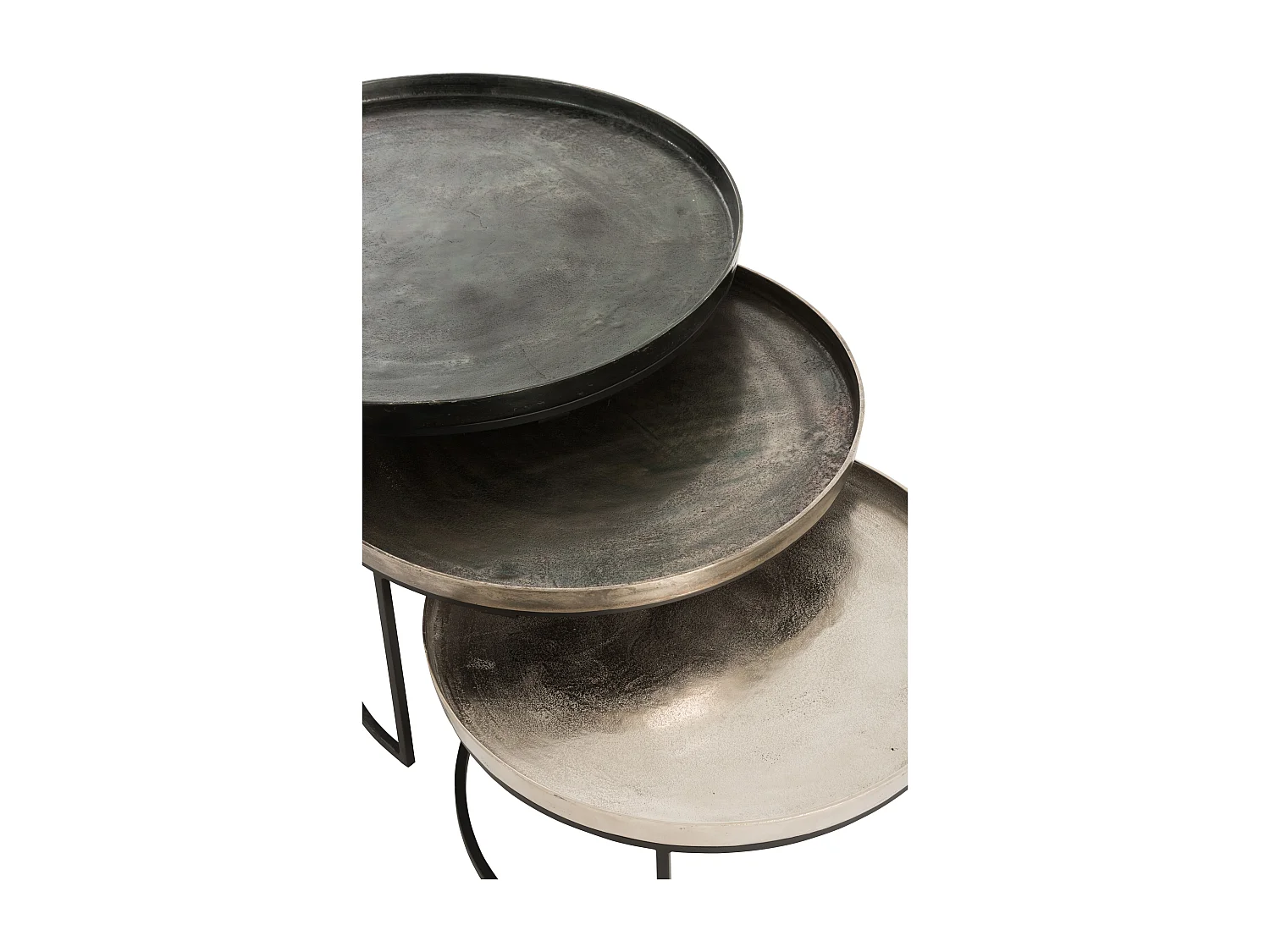 Lot de 3 Tables Gigognes "Gold" 80cm Noir