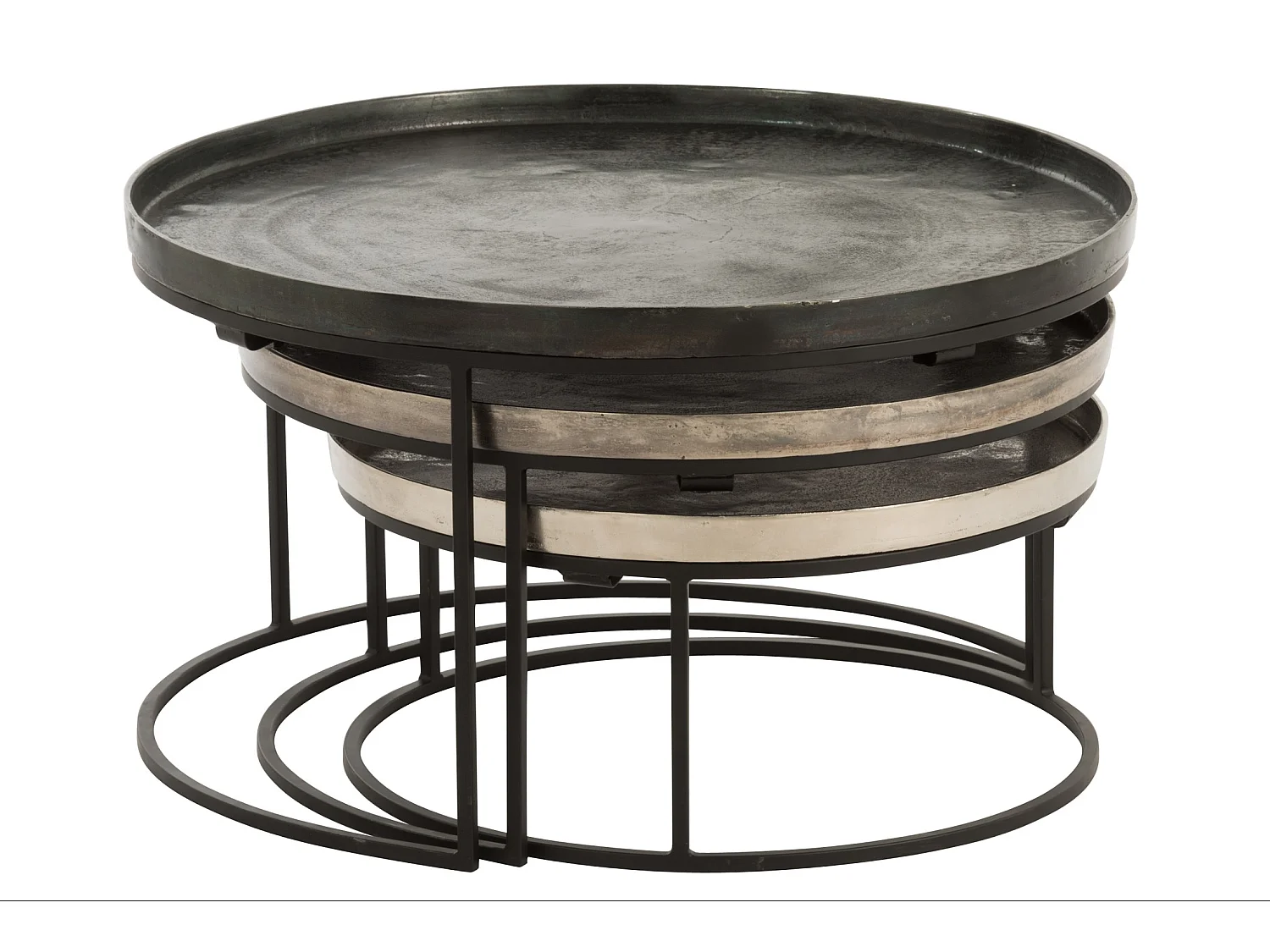 Lot de 3 Tables Gigognes "Gold" 80cm Noir