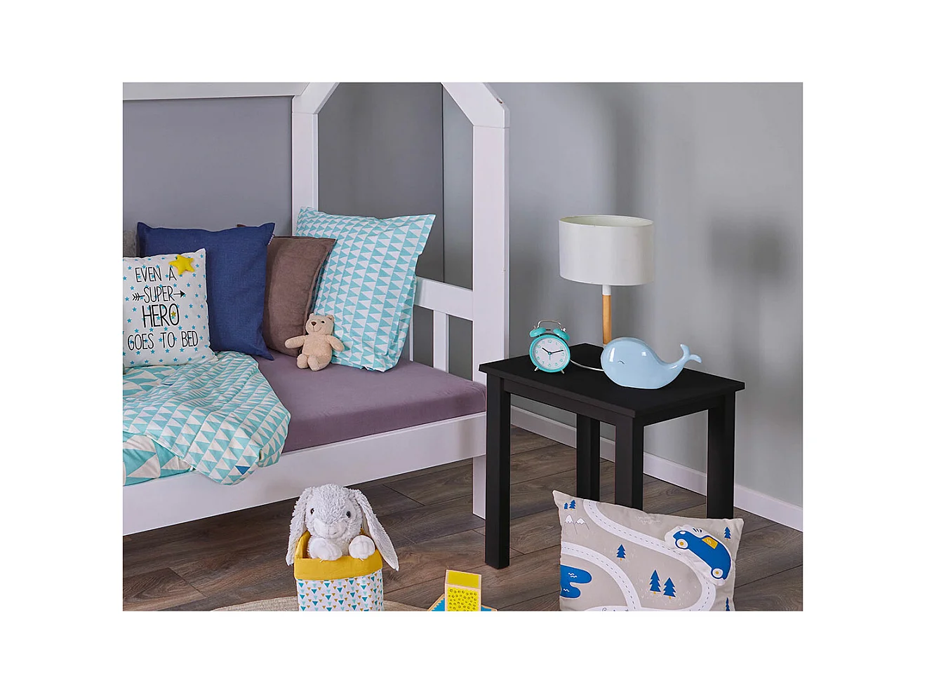 Table d'Appoint en Bois Massif "Lito" 55cm Noir Laqué