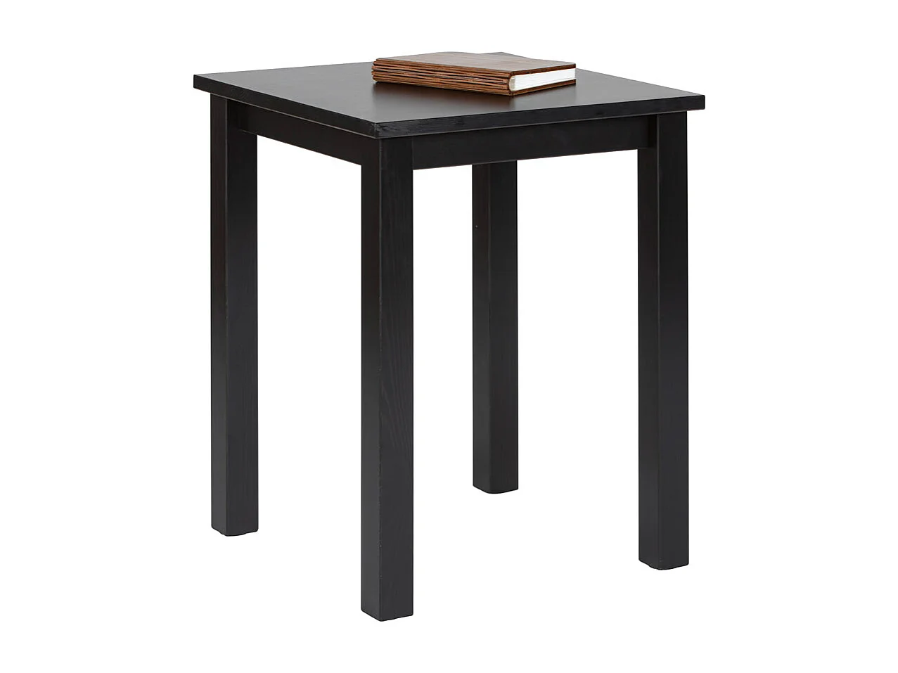 Table d'Appoint en Bois Massif "Lito" 55cm Noir Laqué