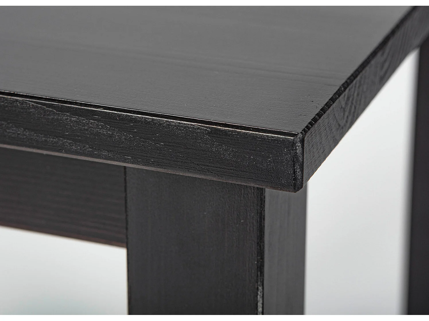 Table d'Appoint en Bois Massif "Lito" 55cm Noir Laqué