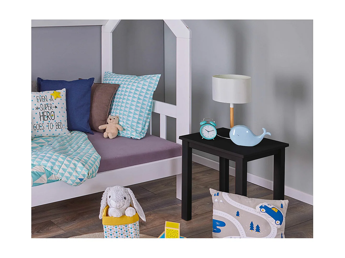 Table d'Appoint en Bois Massif "Lito" 55cm Noir Laqué