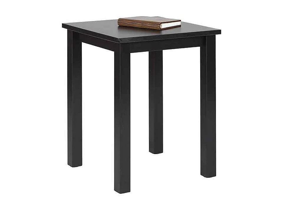 Table d'Appoint en Bois Massif "Lito" 55cm Noir Laqué