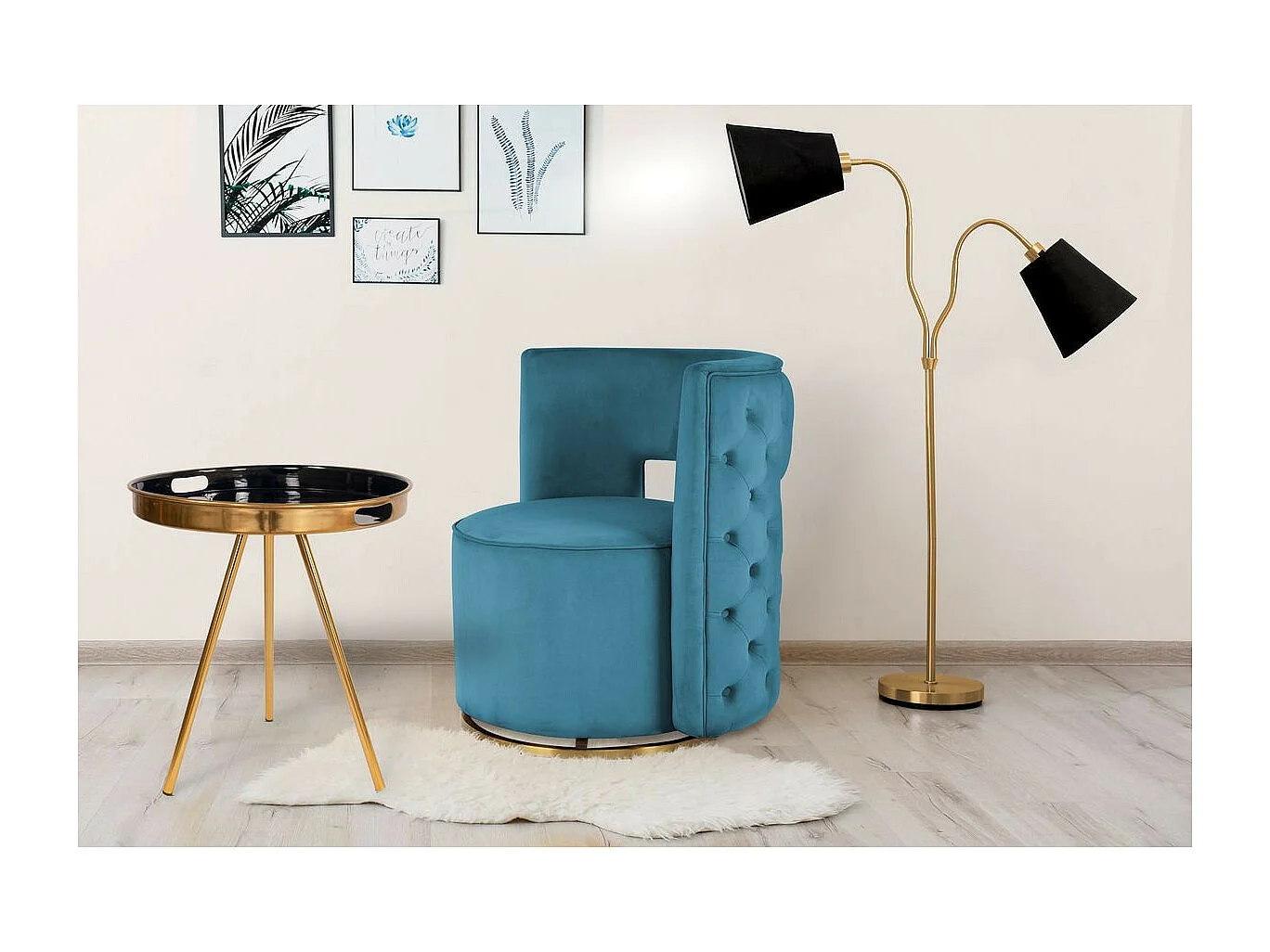 Table d'Appoint Design "Morrison" 55cm Bleu Foncé
