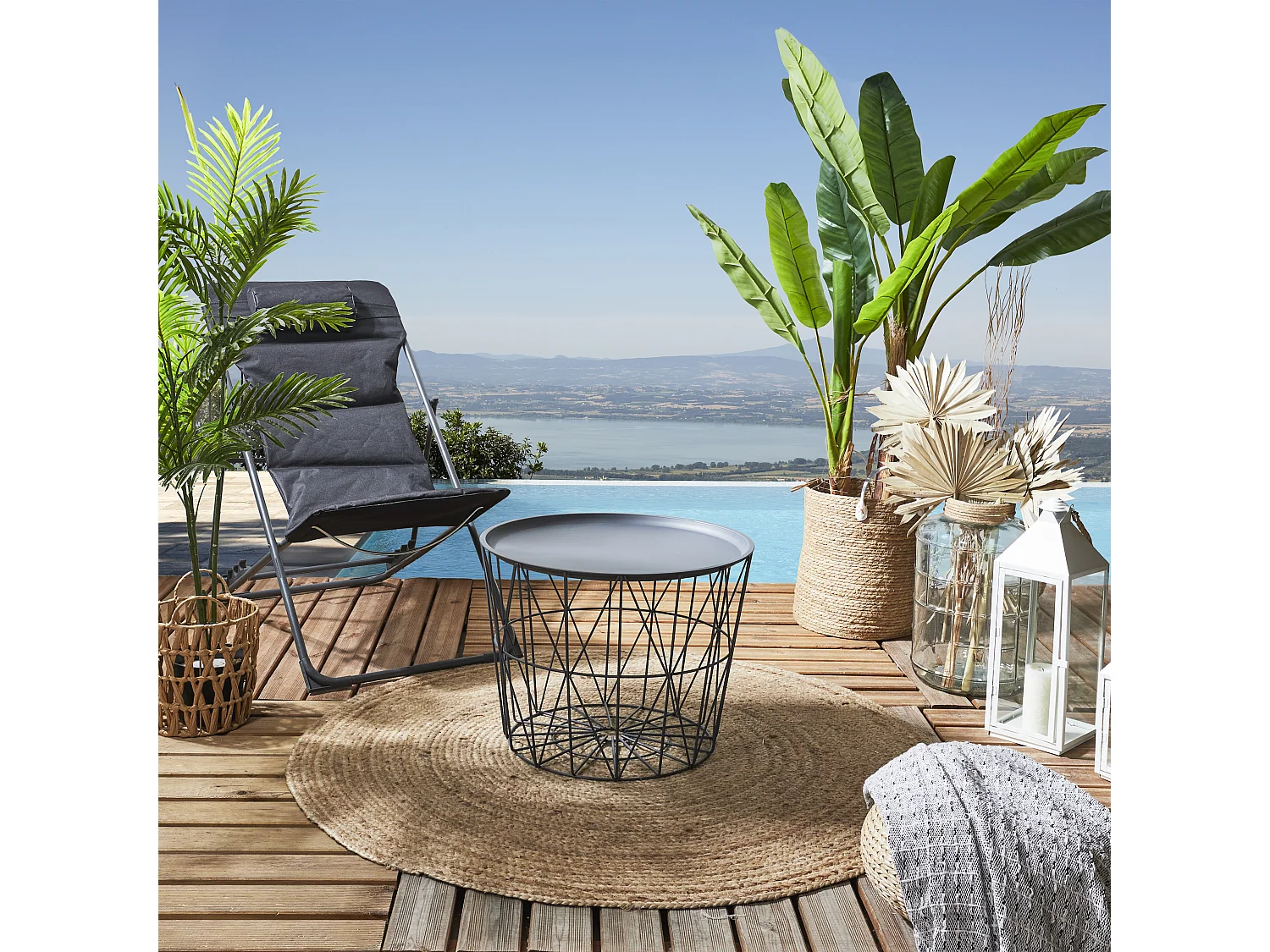 Table Filaire Metal Gris Diametre 50cm