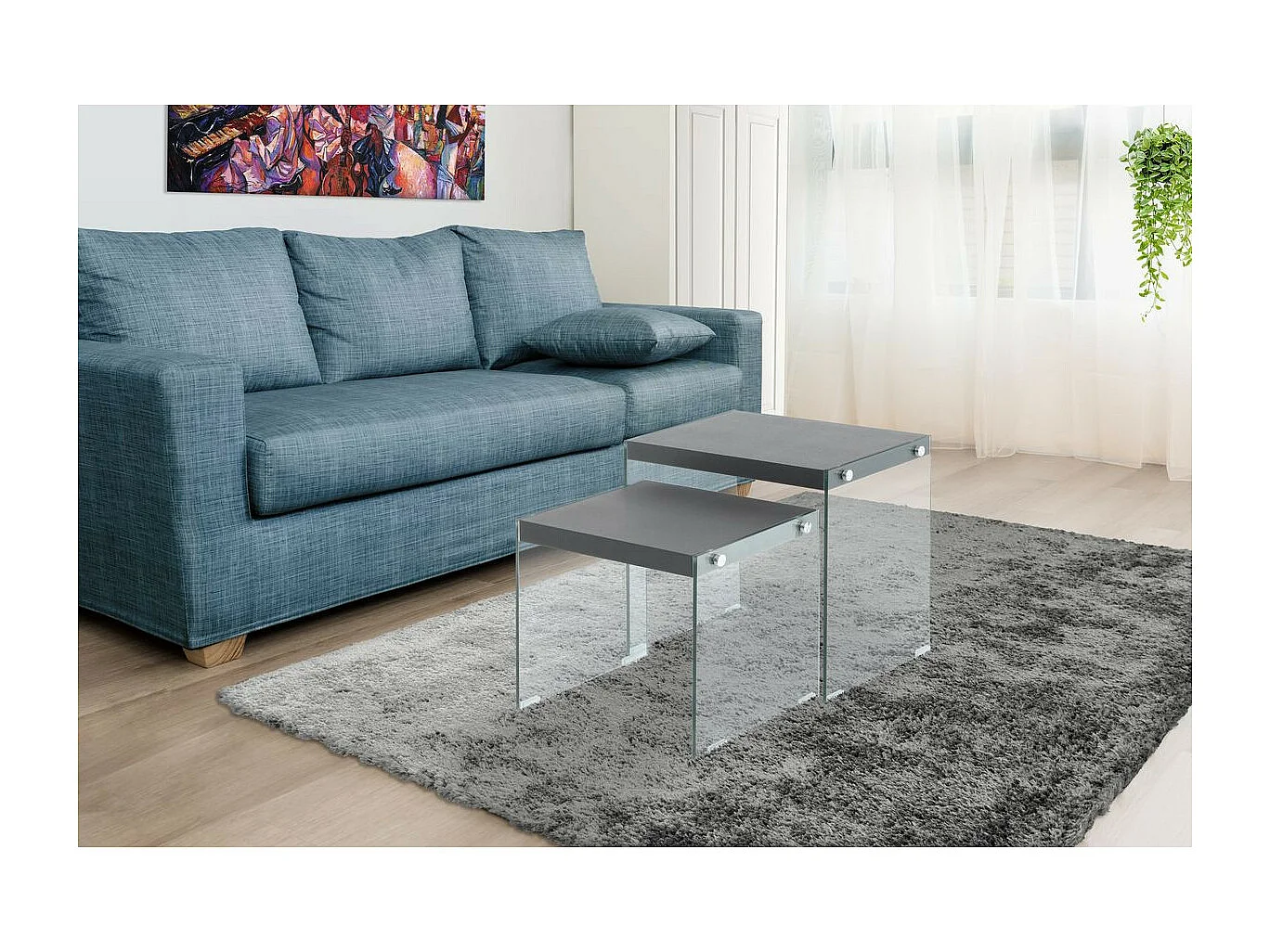 Lot de 2 Tables d'Appoint "Elementary" 46cm Noir Mat