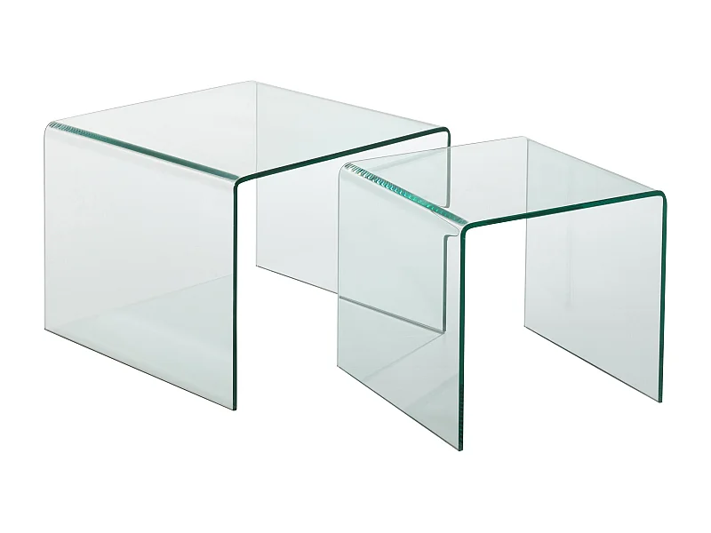 Lot de 2 Tables Gigognes "Veria" 65cm Transparent