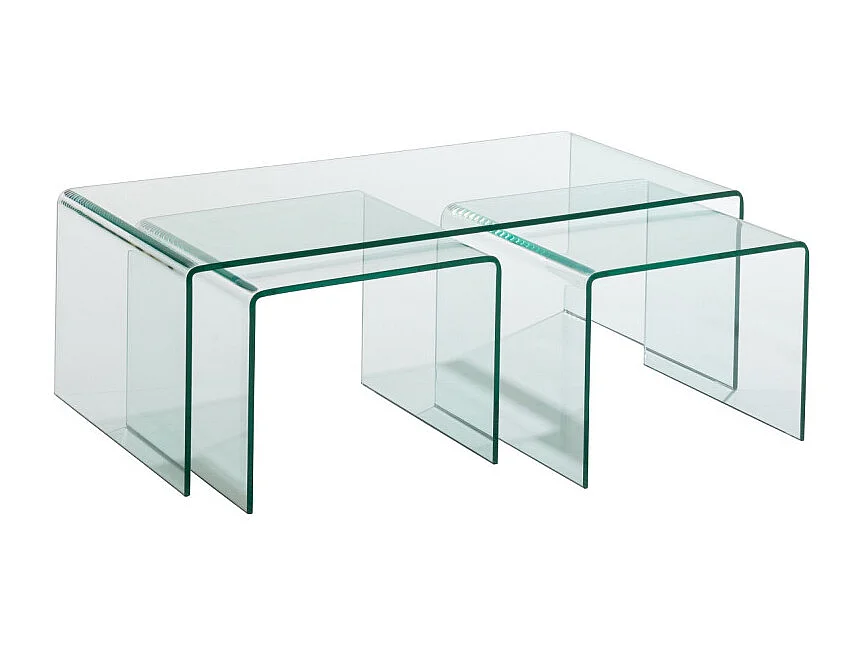 Lot de 2 Tables Gigognes "Veria" 65cm Transparent
