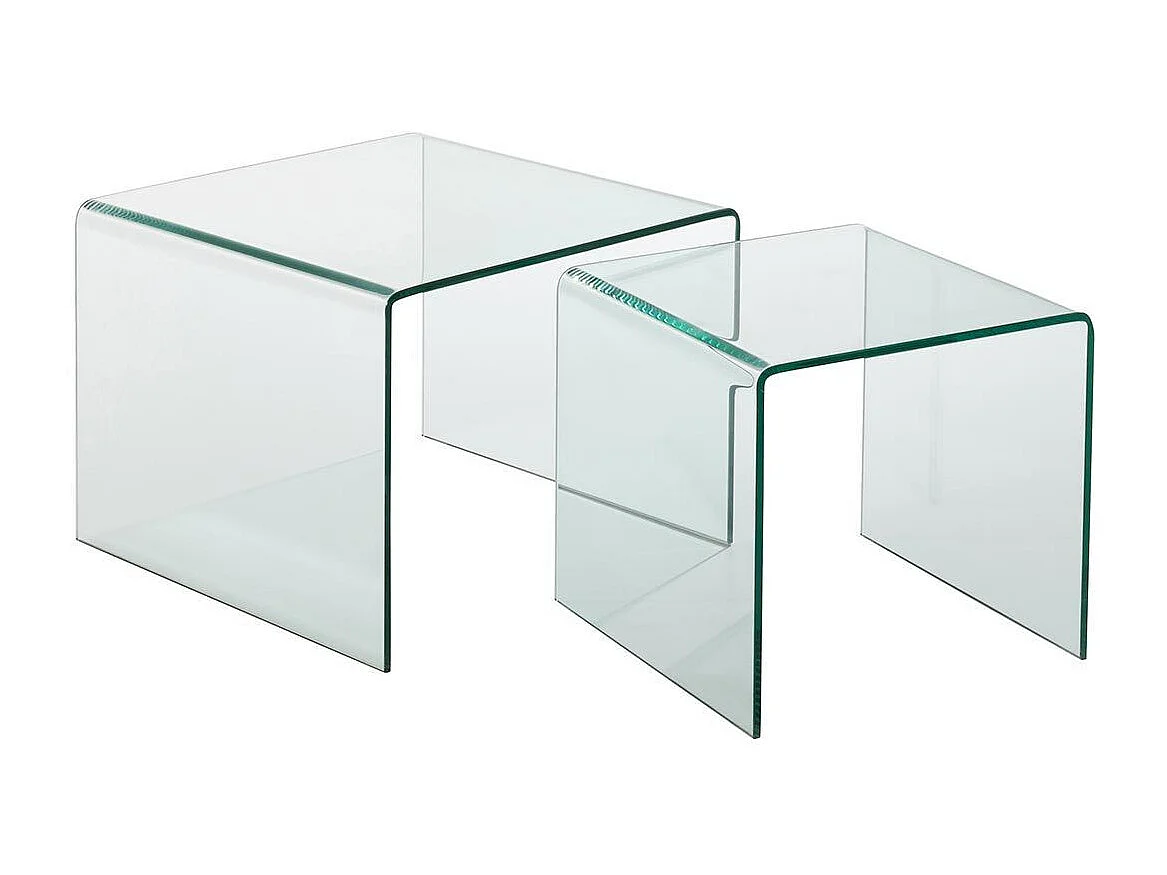 Lot de 2 Tables Gigognes "Veria" 65cm Transparent