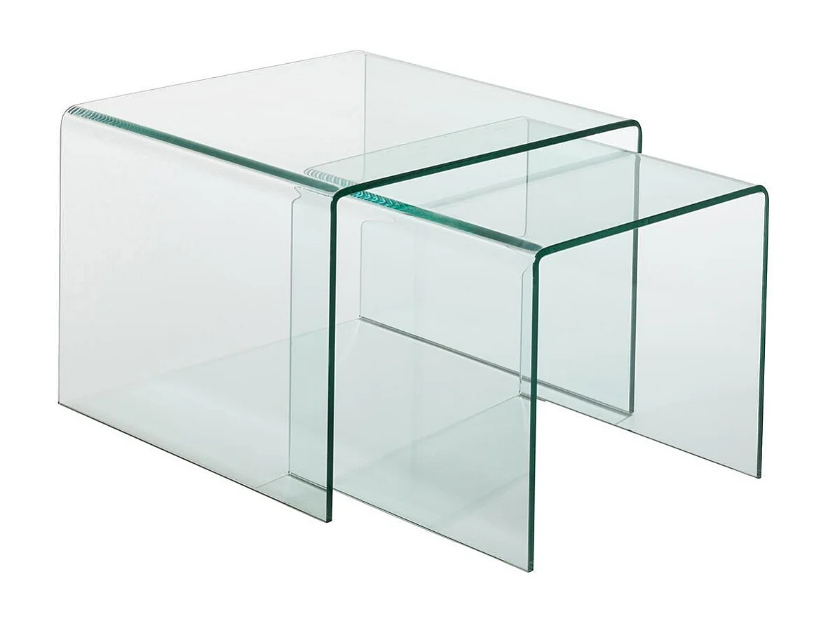 Lot de 2 Tables Gigognes "Veria" 65cm Transparent