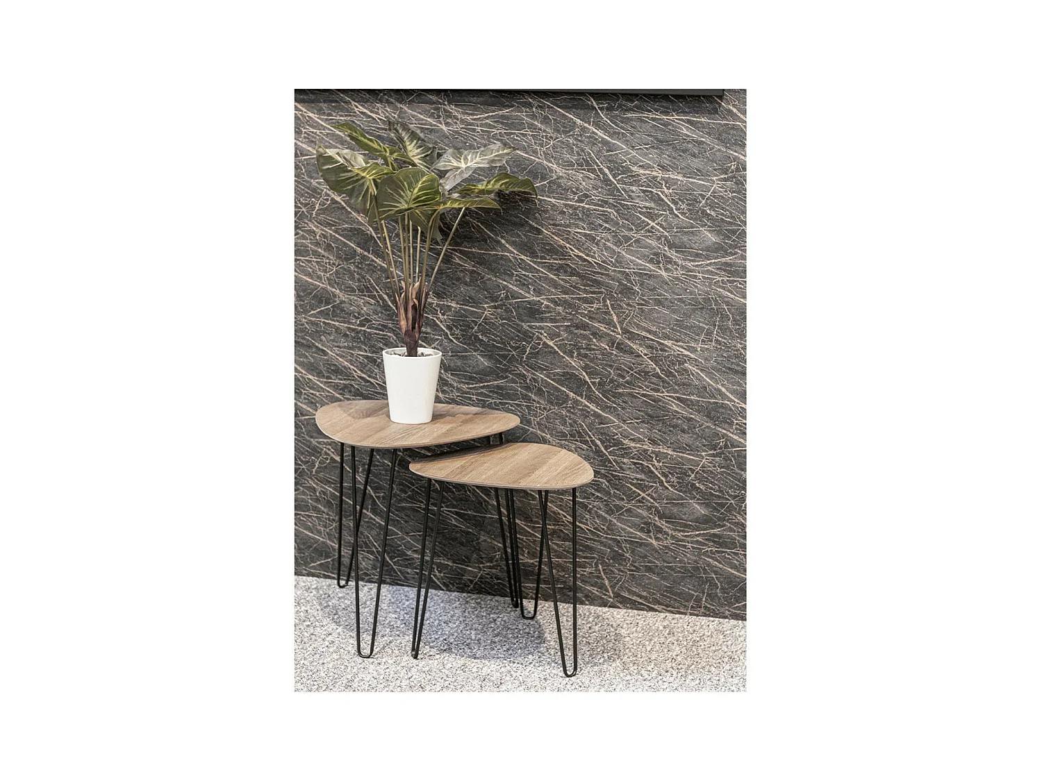 Table d'Appoint Design "Rodry" 48cm Chêne & Noir