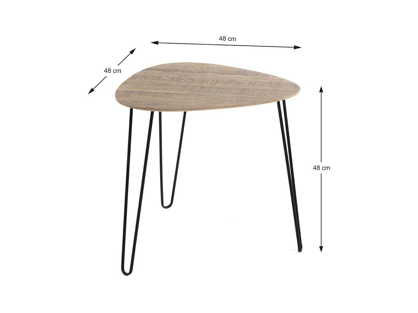 Table d'Appoint Design "Rodry" 48cm Chêne & Noir