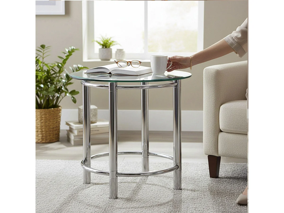 Table d'Appoint Design "Fygas" 55cm Argent