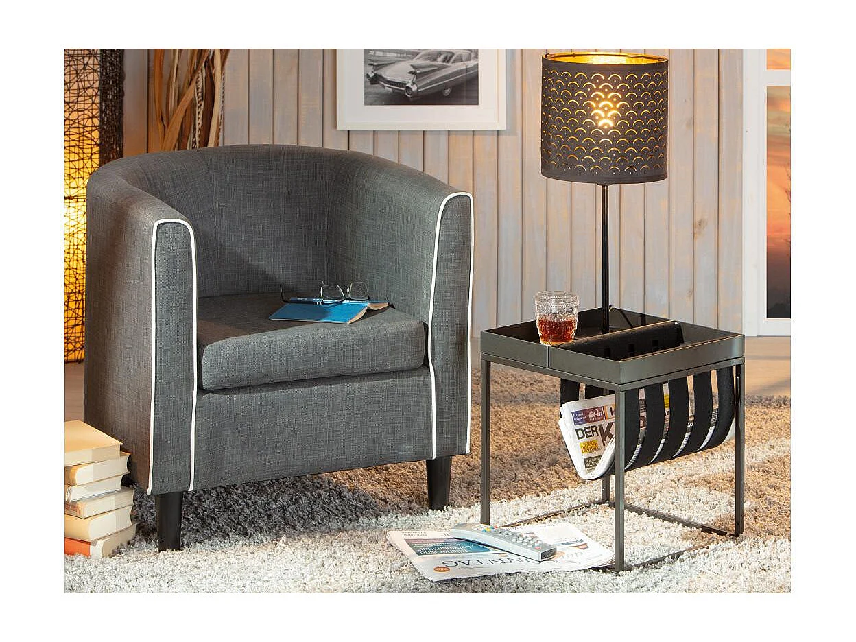 Table d'Appoint Design "Porte-Magazine" 40cm Gris