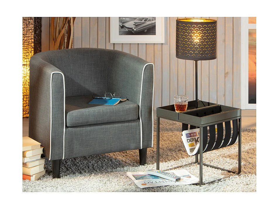 Table d'Appoint Design "Porte-Magazine" 40cm Gris