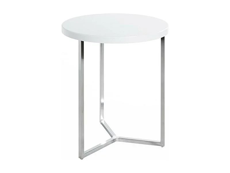 Table d'Appoint "Lucinda" 54cm Blanc & Chromé