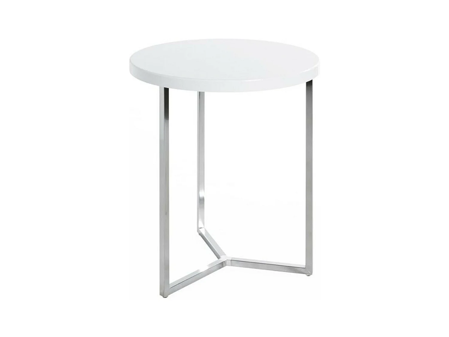 Table d'Appoint "Lucinda" 54cm Blanc & Chromé
