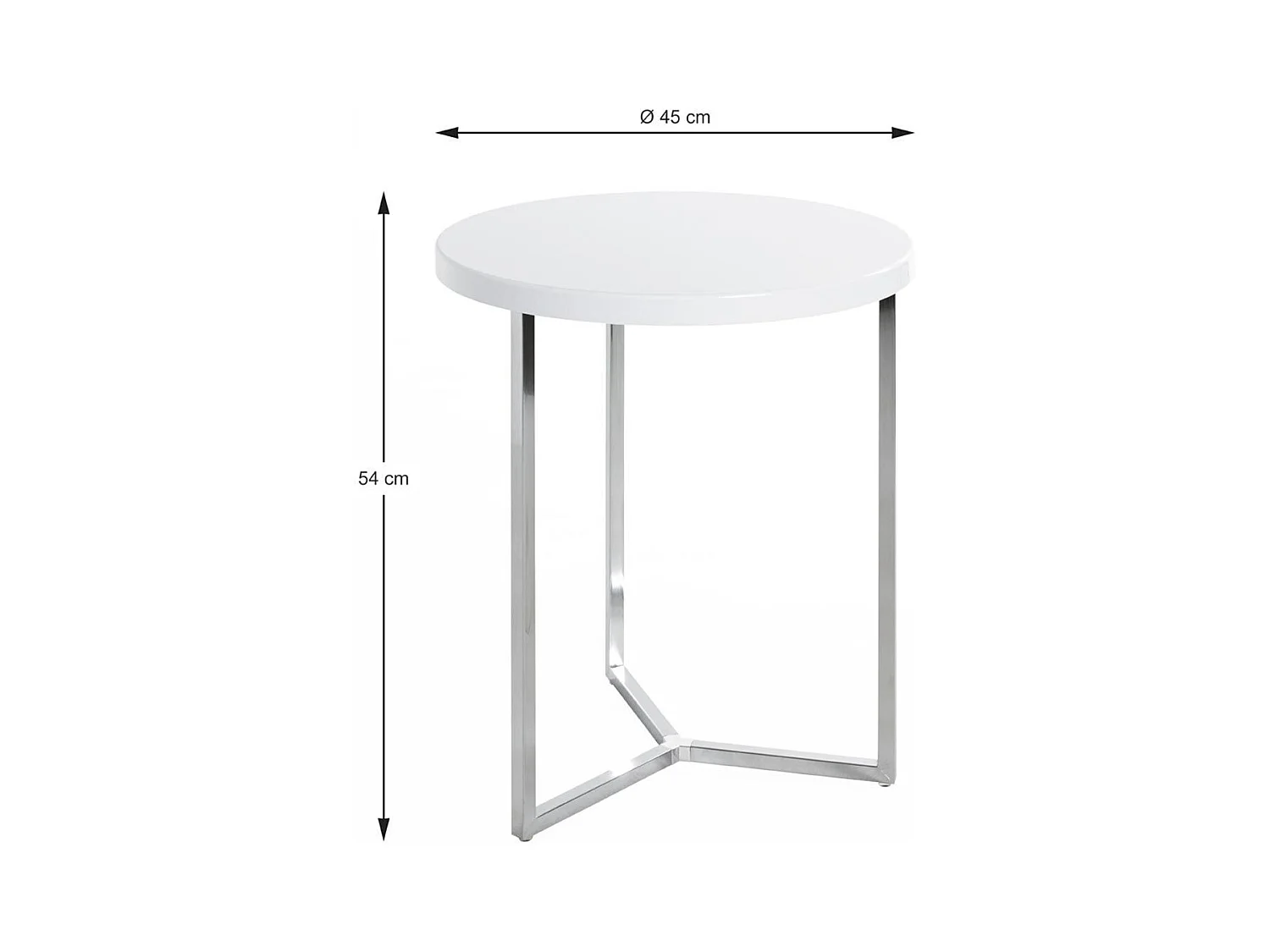 Table d'Appoint "Lucinda" 54cm Blanc & Chromé