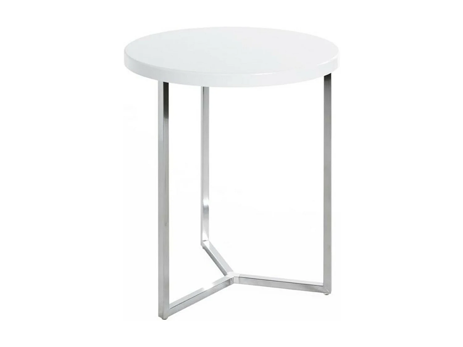 Table d'Appoint "Lucinda" 54cm Blanc & Chromé