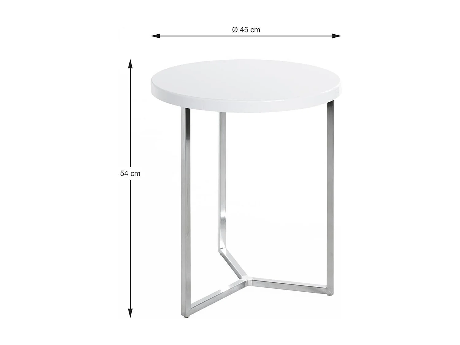 Table d'Appoint "Lucinda" 54cm Blanc & Chromé