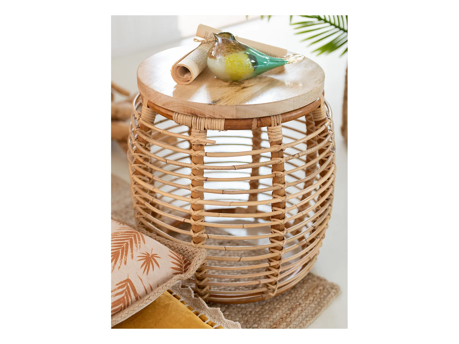 Table d'Appoint en Rotin "Ana" 45cm Naturel