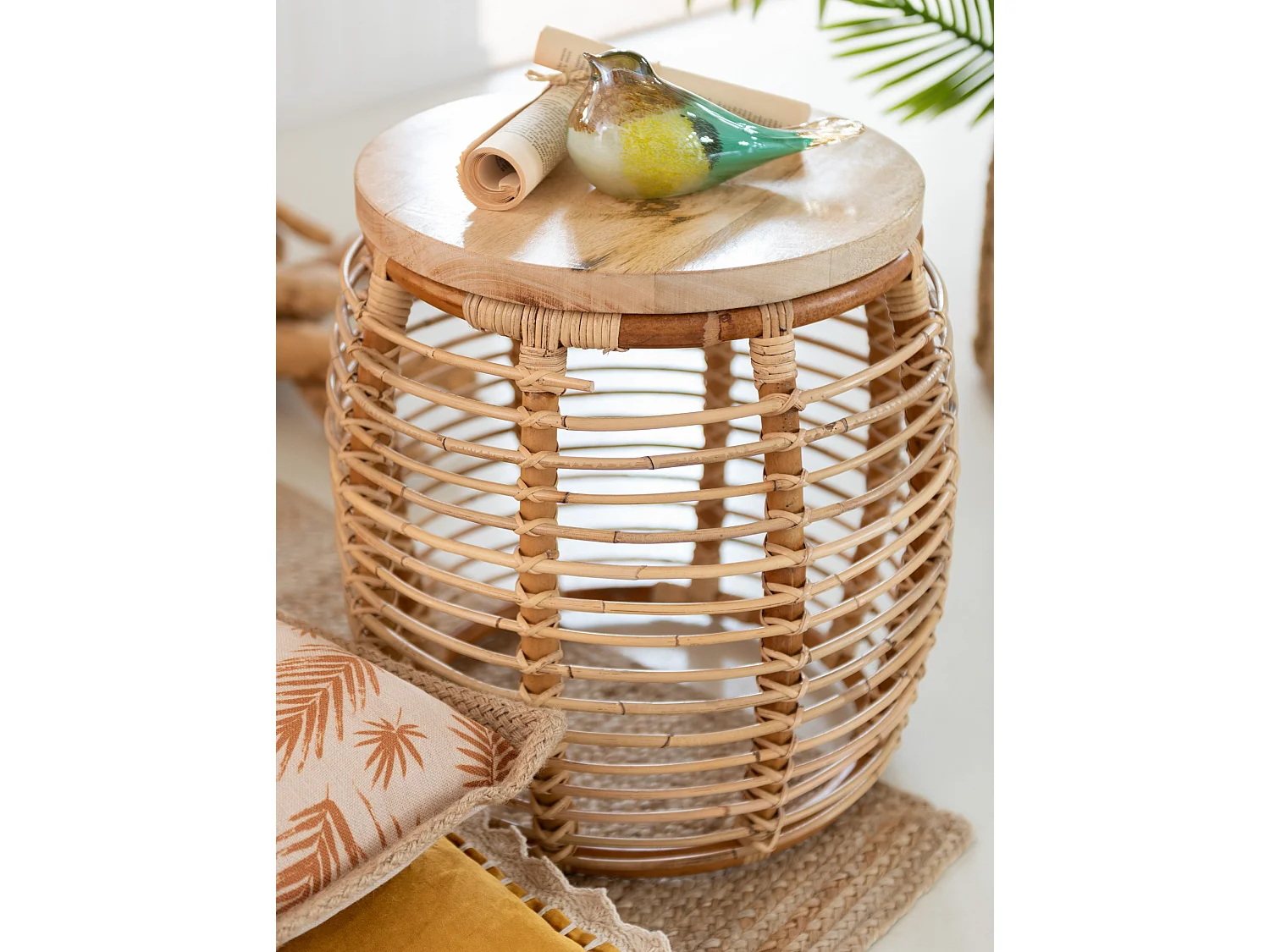 Table d'Appoint en Rotin "Ana" 45cm Naturel