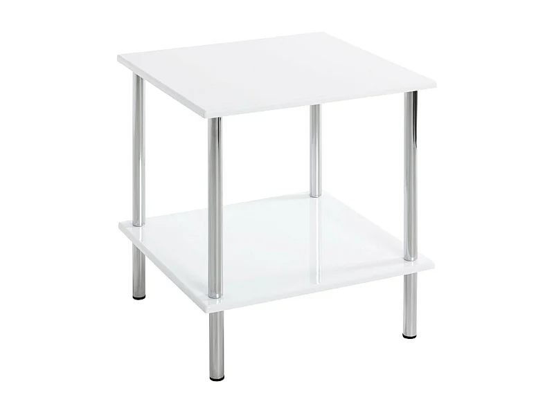 Table d'Appoint Design "Cromo" 45cm Blanc & Argent