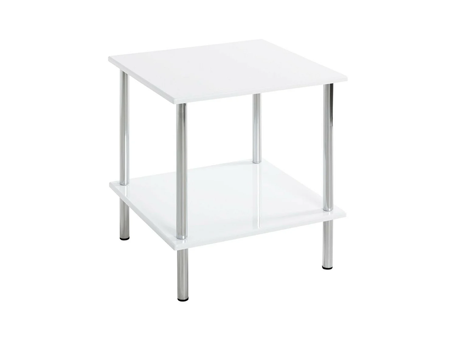 Table d'Appoint Design "Cromo" 45cm Blanc & Argent