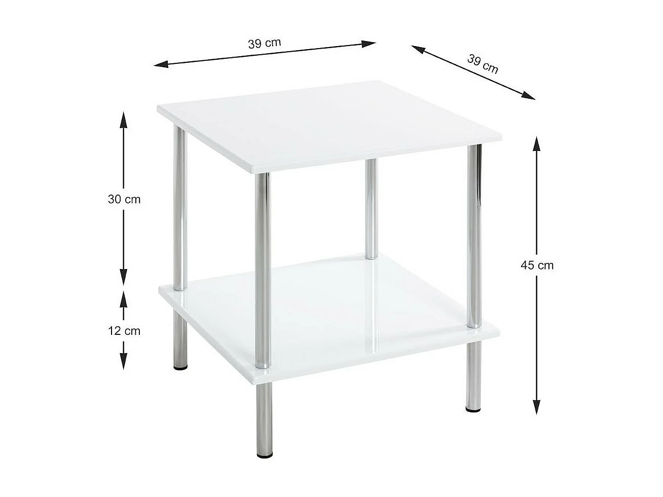 Table d'Appoint Design "Cromo" 45cm Blanc & Argent