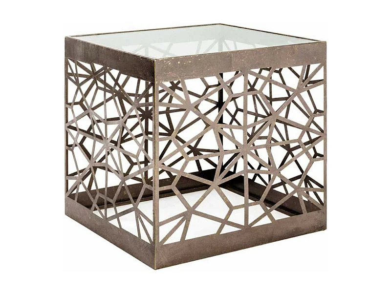Table d'Appoint Carrée en Verre "Tiago" 50cm Bronze