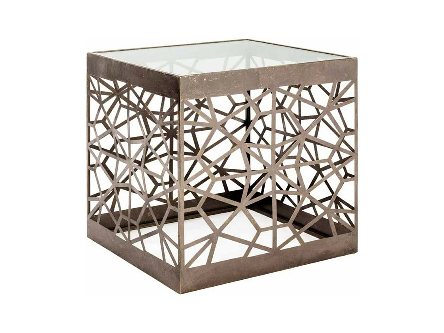 Table d'Appoint Carrée en Verre "Tiago" 50cm Bronze